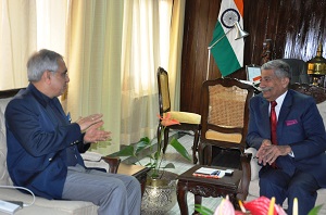 The Governor of Arunachal Pradesh Brig. (Dr.) B.D. Mishra (Retd.)  with Dr. Rajiv Kumar, Vice Chairman, Niti Aayog at Raj Bhavan, Itanagar on 23rd October 2017.  